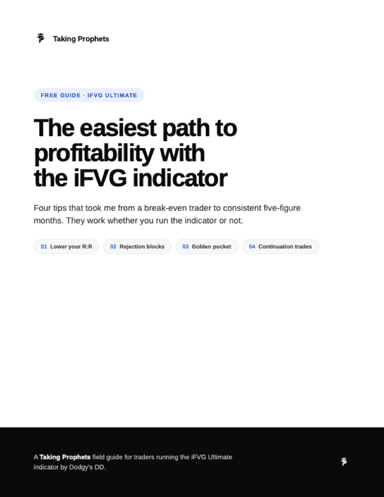 Cover of the free guide: The easiest path to profitability with the iFVG indicator