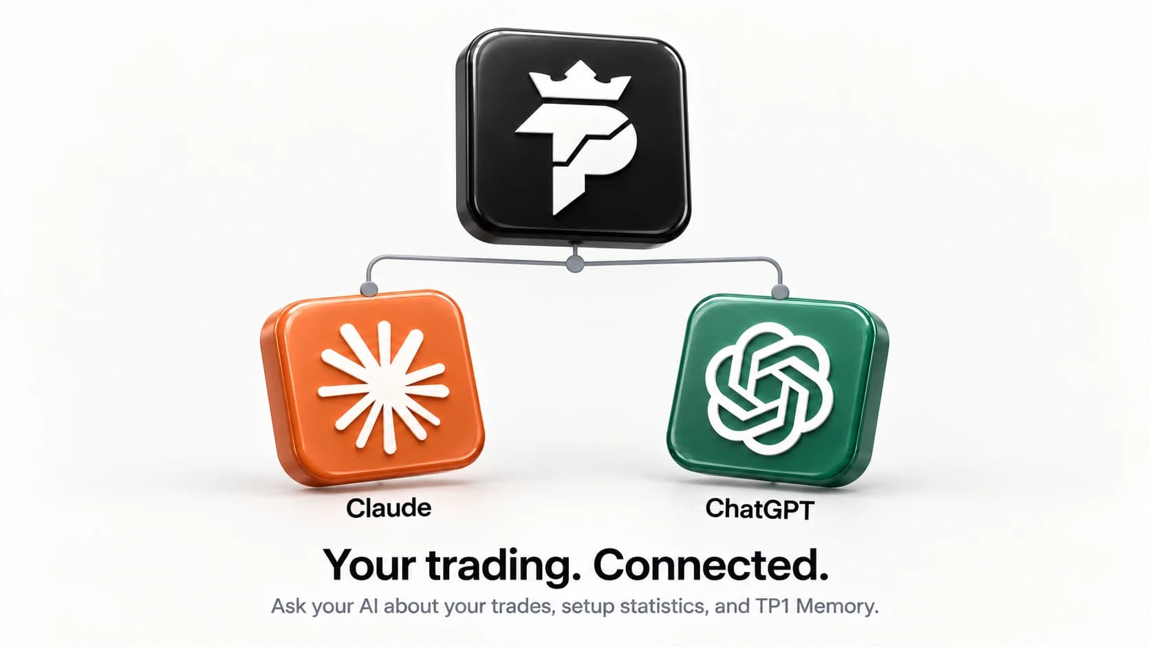 TP1 connected to Claude and ChatGPT: your trades, setup statistics and TP1 Memory, read by your AI.